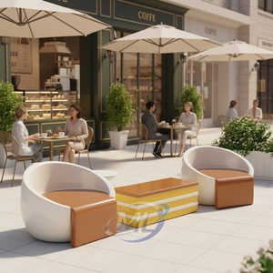 Juego de Mesa y Sillas de Fibra de Vidrio para Exteriores, Moderno, Duradero y de Lujo, para Cafetería, Centro Comercial - Product Image 4