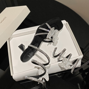 <span class=keywords><strong>Sandales</strong></span> à talons hauts papillon de 6 cm - Tendance mode féminine, bout ouvert, à enfiler, antidérapantes, semelle souple, été, extérieur - Product Image 2