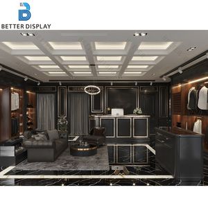 Vêtements d'affaires de luxe pour hommes Présentoirs muraux de vêtements en <span class=keywords><strong>bois</strong></span> pour le magasin Design d'intérieur <span class=keywords><strong>et</strong></span> présentoirs de magasin - Product Image 1