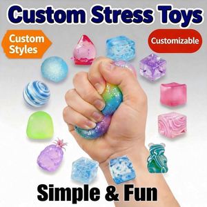 Shape Multicolor TPR Ice Cube Maltose Sensory Squeeze Toy for Boys and Girls Focus Anxiety Relief <b>Hand</b> Stress Fidget Toys - Product Image 2