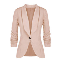 Blazer de bureau pour femmes, style costume d'affaires, manches longues, automne-printemps, taille cintrée, veste courte, col rabattu, bouton pour femmes