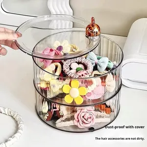 Modern Thickened Waterproof Rotating Hairpin Hair <strong>Tie</strong> Hair Clip Rubber Band <strong>Storage</strong> <strong>Box</strong> Multi-Layer Jewelry <strong>Box</strong> Plastic - Product Image 3