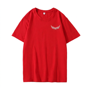 Camiseta Roja de Manga Corta para Hombre con Logotipo de Ala Bordado, Cuello Redondo, Corte Casual - Product Image 1