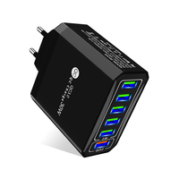 Cargador de Pared USB GaN de 6 Puertos con Carga Rápida QC3.0 de 30W, con Protección OTP, Adaptador de Corriente para Teléfono Móvil, Cargador Rápido de Viaje