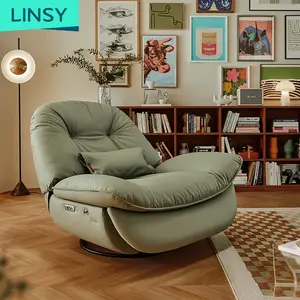 Linsy Relax Kursi Malas Elektrik, Kursi Sofa Kulit Tunggal untuk Rumah