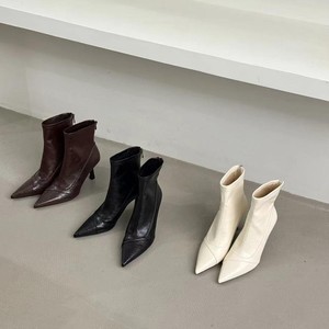 Fabricante de botas personalizadas, botines de tacón alto y grueso para mujer, sexys, con punta en pico, botines de cuero personalizados para mujer con tacones. - Product Image 1