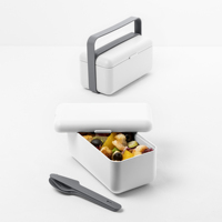 Boîte à lunch carrée de stockage de couvercles de conservation des aliments chauffables de qualité supérieure en plastique polypropylène gris blanc