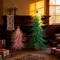Décoration de Noël en plumes vertes naturelles, artisanat écologique non toxique, pour intérieur et extérieur, fête à la maison