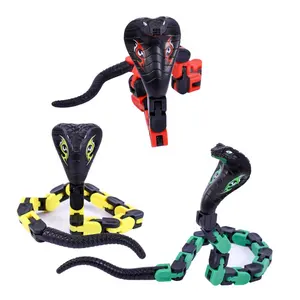 2023wholesale plastic colored knuckle chain snake DIY track cobra 20 detachable bicycle chain snake decompression children's toy