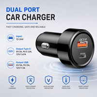 Chargeur de voiture universel 38W 12-24V pour véhicules, chargeur rapide double port USB C 20W QC3.0, adaptateur de chargeur de voiture QC3.0