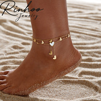 Chevillères pour femmes en acier inoxydable plaqué or 18 carats, étanches, avec zircon, papillon, cœur, lune, étoile, style minimaliste pour l'été et la plage.
