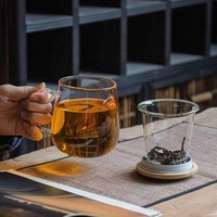 Tasses à thé en verre 300ml / 500ml avec passoire et couvercle en bambou Tasses à thé en verre résistant à la chaleur pour feuilles mobiles