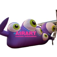Mascotte gonflable géante démon multi-yeux violet, accessoire monstre d'Halloween pour la décoration de scène extérieure