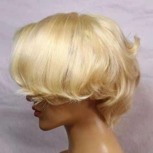 Ali 613 #   Parrucche Pixie Cut con Frontale in Pizzo Trasparente, Capelli Umani Vergini Brasiliani Biondi per Donne di Colore - Product Image 5