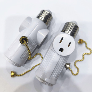 Enchufe de EE. UU. E26 Enchufe de tornillo de bombilla a 2 Adaptador de salida Soporte de luz Divisor Interruptor de cadena de tracción Base Adaptador de salida de lámpara para el hogar - Product Image 2