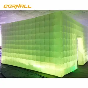 Boate inflável grande com luz RGB LED de discoteca para adultos, bar inflável para clubes ao ar livre, 20x20 pés