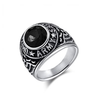 Vintage American National Emblem Ring Edelstahl geschnitten Fabrik für Männer-Marine Army mit Weißkopf seeadler Glas Edelstein