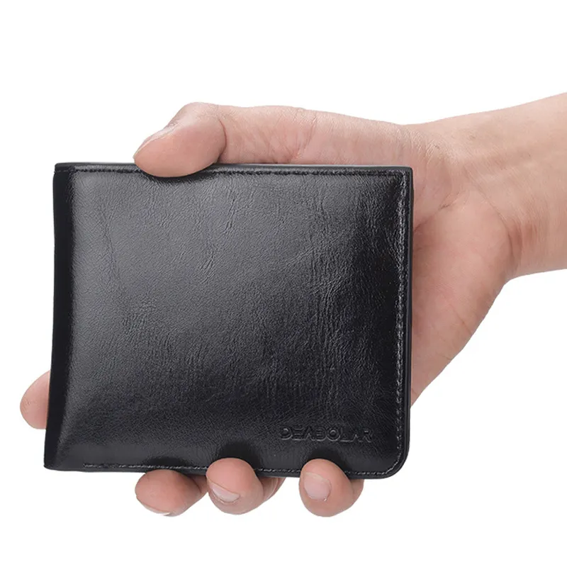 OEM dompet pria kulit siyah vegan bozuk para cüzdanı cüzdan toptan moda çantalar tedarikçisi erkek trifold para klip deri cüzdan