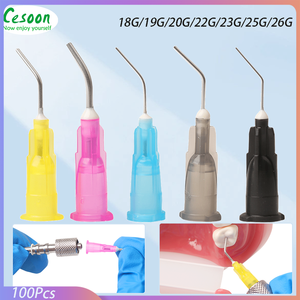 100 unidades <span class=keywords><strong>de</strong></span> puntas <span class=keywords><strong>de</strong></span> <span class=keywords><strong>aguja</strong></span> curvadas para <span class=keywords><strong>jeringas</strong></span> dentales, sellador <span class=keywords><strong>de</strong></span> fluidos, reactivo ácido para resina compuesta oral - Product Image 2