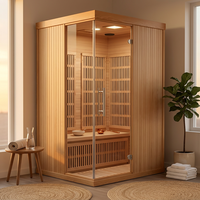 Sauna Hemlock para 2 Personas, Sauna Interior con Panel de Carbono Infrarrojo, Spa para el Hogar