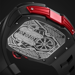 Reloj de Pulsera Dinámico Estilo F1 con Diseño Elegante de Motor V12, de Cuarzo, Resistente a Golpes y al Agua, con Correa de Goma Roja - Product Image 5