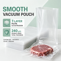 Sacs sous vide co-extrudés 7 couches haute résistance PA PE Nylon lisse 240 microns avec encoche de déchirement thermoscellable pour supermarché sur mesure