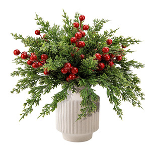 Artificial Christmas Pine Cypress Branches With <b>Red</b> Berries Bouquet Decorative Plant For Home Holiday Decoration 10cm-30cm - Product Image 5
