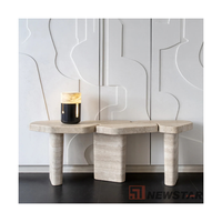 Table d'appoint en travertin marbre poli pierre naturelle moderne et tendance Table basse créative en travertin pour salon d'hôtel Table d'appoint