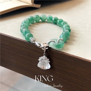 Pendentif Bouddha en argent KING, argent sterling S925, jade translucide, thème animal, à porter au quotidien - Product Image 3