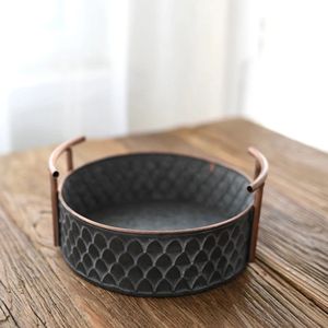 Panier de réception fait de vieux artisanat Double oreilles fer Art seau fruits Dessert pain panier plaque de métal - Product Image 1