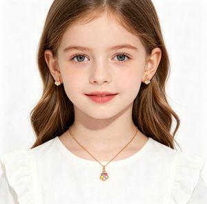 <span class=keywords><strong>Collier</strong></span> pendentif mignon <span class=keywords><strong>en</strong></span> acier inoxydable 316L avec motif carotte et lapin pour enfants, sans nickel - Product Image 4