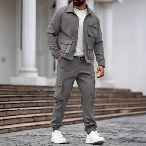 Printemps automne hommes casual sport set deux pièces plusieurs poches casual wear tous les jours - Product Image 6