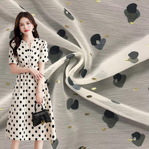 Nuevo diseño barato 100% poliéster crepé Georgette estampado Gloden revestimiento para mujer tela de vestido largo - Product Image 1