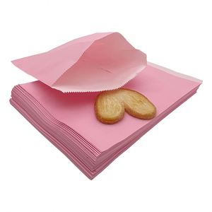 Bolsas de Papel Antigrasa Desechables para Pollo Frito, Galletas, Palomitas de Maíz - Aptas para Alimentos, Reciclables, Personalizables en Tamaño y Logotipo, Color Rosa - Product Image 1