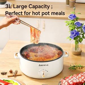 ABEREVE Cuisinière électrique multifonction en acier inoxydable 3L |   1000W |   Antiadhésif |   Casserole <span class=keywords><strong>vapeur</strong></span> |   Commande mécanique |   1 an - Product Image 4