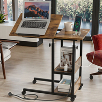 Nouveauté, table d'appoint en bois et métal en forme de C réglable en hauteur au design moderne avec bureau inclinable pour le salon du canapé