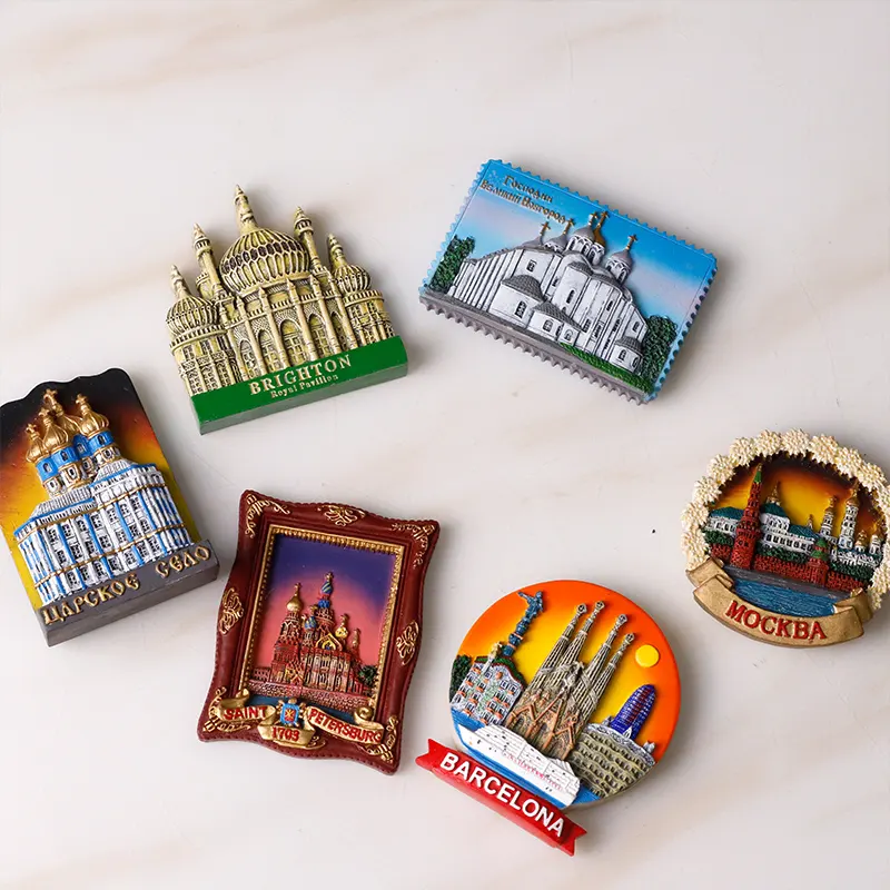 Redeco magnete per armadietto popolare personalizzato 3d Souvenir City magnete per frigorifero magnete per frigorifero in resina per la decorazione della cucina