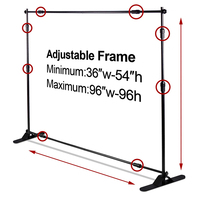Support de bannière portable réglable de 8x8 pieds; Support de bannière de répétition d'étape réglable pour mur de fond de photo; Affichage de salon commercial