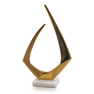 Scultura da tavolo astratta in alluminio e marmo HMS 17 \ "oro e bianco - Product Image 3