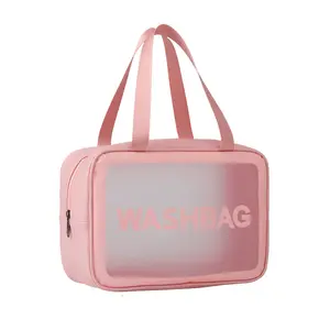 PU waterproof makeup portable large capacity transparent wash travel scrub cosmetics storage swimming bag
