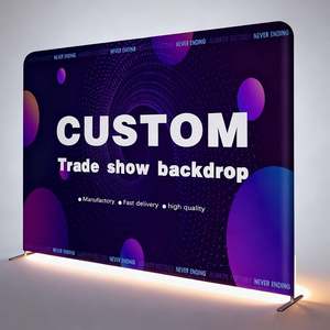 10ft 20ft 250g Polyester Portable Retractable Weather Resistant Custom Tradeshow Display Booth <b>Stand</b> <b>Backdrops</b> Events Tension - Product Image 2