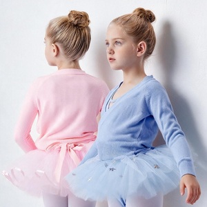 Cardigan de ballet pour filles, pull à manches longues, col en V, tricoté, avec ceinture, pour la danse et la scène - Product Image 1