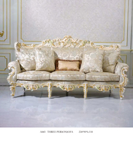 Ensemble de canapés classiques de luxe de style italien, en bois sculpté doré, élégant et modulable pour salon - Meubles