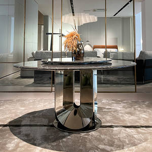 <span class=keywords><strong>Table</strong></span> Ronde Minimaliste en Marbre Style Italien pour Restaurant et Villa, <span class=keywords><strong>Table</strong></span> à Manger et Chaises, Plateau Tournant Circulaire <span class=keywords><strong>de</strong></span> Luxe Léger - Product Image 2