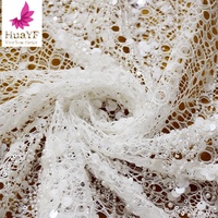 HY2823 Haute Qualité Africain Blanc Pique Perlé Perle Dentelle Sequin 3d Chantilly Français De Mariage Robe De Mariée Tissu