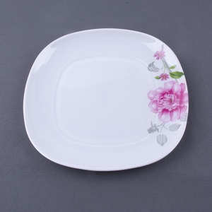 Vaisselle écologique en gros, incassable, motif aléatoire, décalcomanie de fleurs blanches, moins cher, <span class=keywords><strong>assiette</strong></span> <span class=keywords><strong>carrée</strong></span> en mélamine de 10,5 pouces - Product Image 4