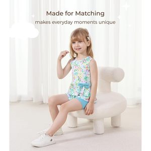 Dreamhalo Conjunto de verano para niñas pequeñas, camiseta sin mangas con volantes y pantalones cortos con lazo, conjunto de 2 piezas, ropa de 2 a 6 años - Product Image 3