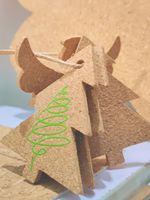 Etiquette volante DIY avec ficelle Fête du Nouvel An Etiquettes d'emballage cadeau en liège Décoration d'arbre de Noël Pendentifs suspendus en bois Ornements