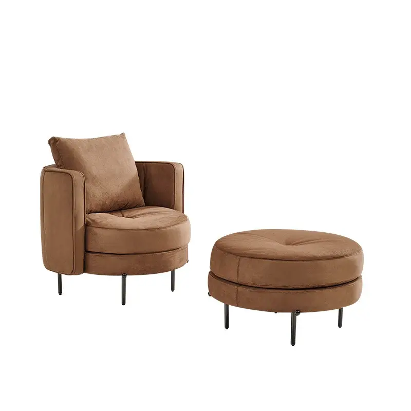 Modern Luxury Round Single Sofa Chair Lounge Chair with Ottoman