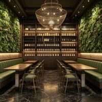 Comptoir de bar personnalisé en bois pour café et bar à café avec armoire de rangement et éclairage LED